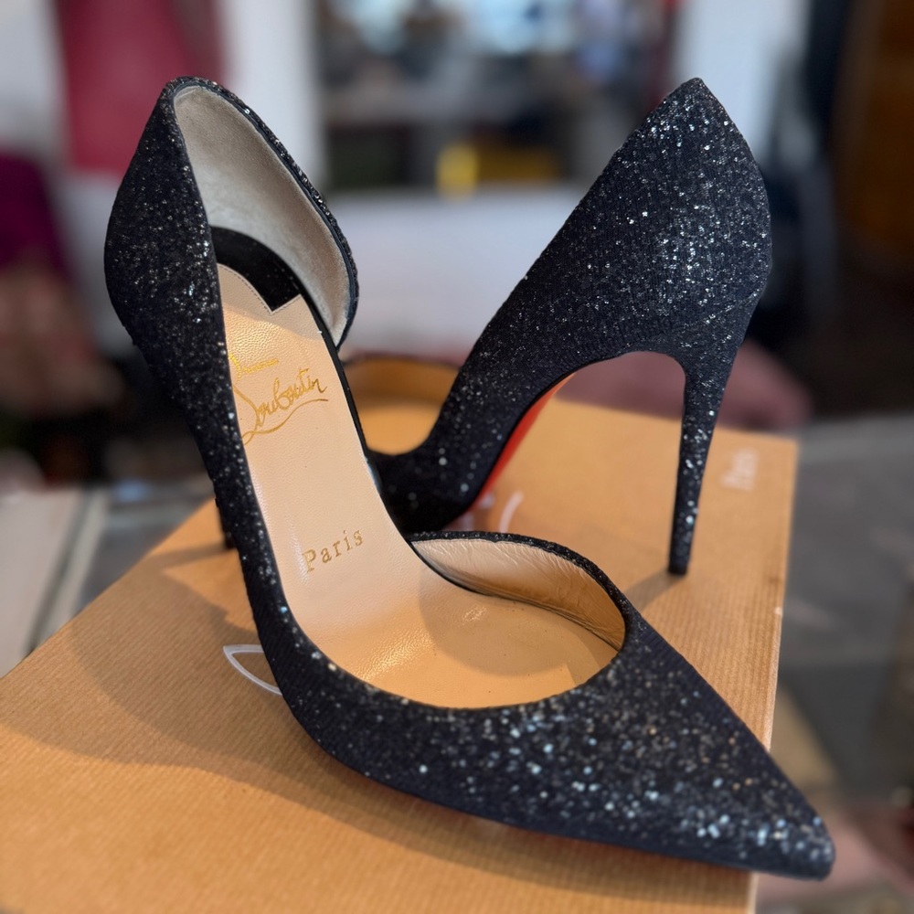 Christian Louboutin Heels Black Glitter 38 - Picture 2 of 5
